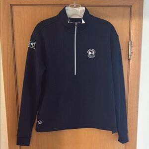 Straight Down Women’s Opal Pebble Beach Half Zip Pullover Top Blue New Small